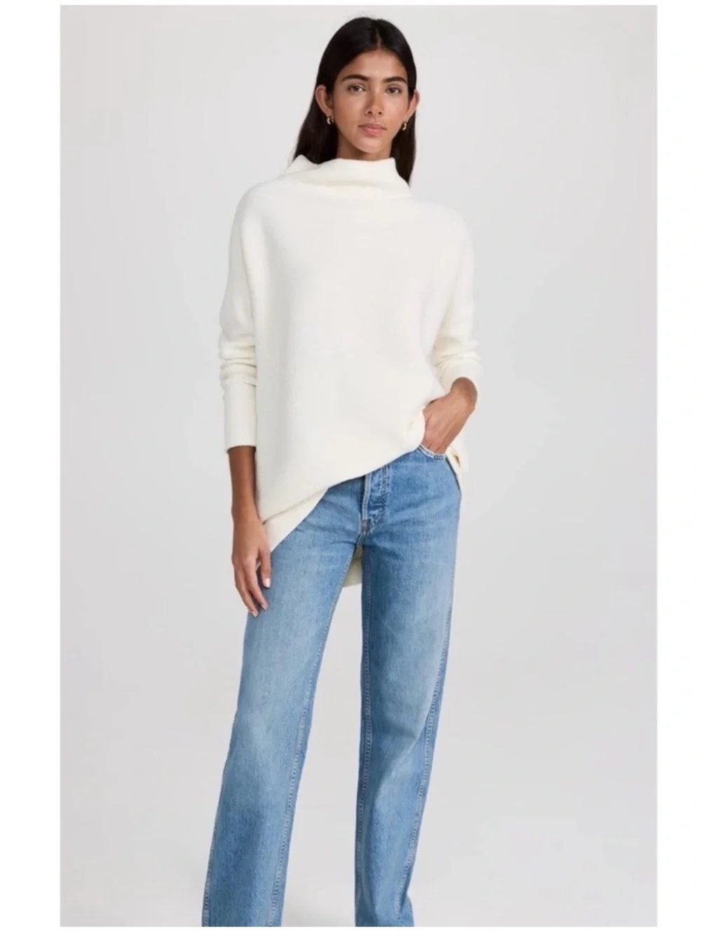 Free People Ottoman Slouchy Tunic Ivory Cream Oversized Sweater